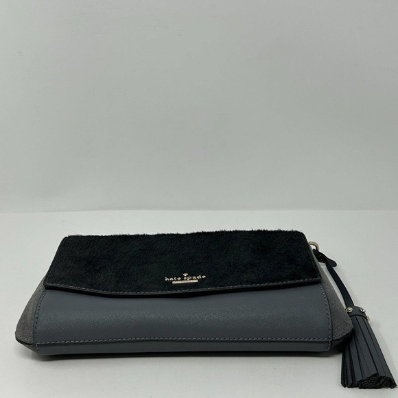 Kate Spade Laurel Way Haircalf Greer Crossbody Shoulder Bag Purse Smoky Gray - Picture 7 of 16